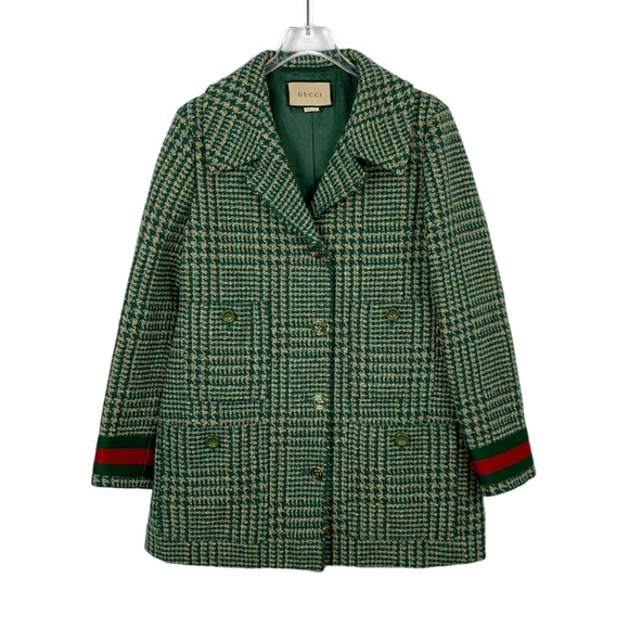 Gucci Green Plaid Women's Coat - Picture 1 of 6